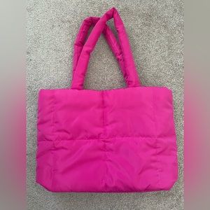Hot Pink Puffer Tote Bag
